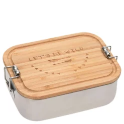 LÄSSIG Lunchbox Stainless Steel Bamboo 18 Cm - Brotzeitbox