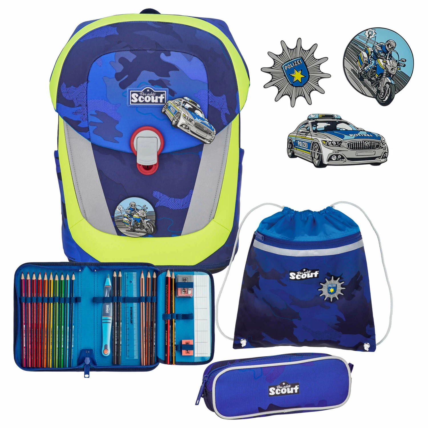 Scout Sunny II DIN - Schulranzen Set 4tlg. Scout Sunny II DIN - Schulranzen Set 4tlg. -Ergobag Sales Store Scout Sunny II DIN Schulranzen Set 4tlg Blue Police 73450721600 1